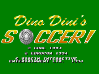 Dino Dini's Soccer title screen for Super Nintendo